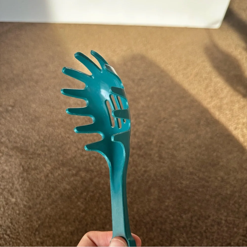 Vintage EKCO USA Teal Green Pasta Server – Spaghetti Spoon – Slotted Nylon Ladle